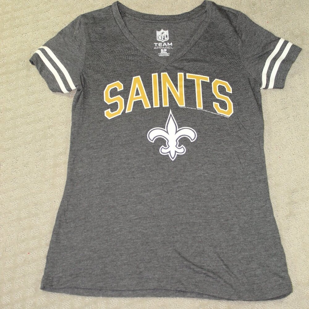 NFL Team Apparel Women's New Orleans Saints T-Shirt, Gray, Small